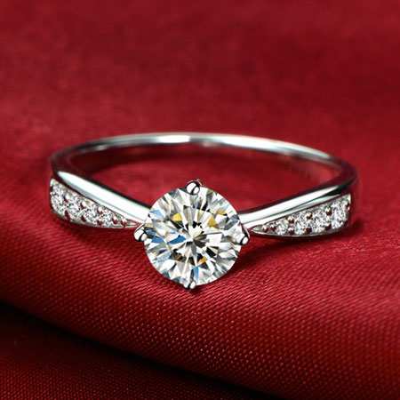 Sterling Silver Round Man-made Diamond Solitaire Engagement Rings for ...